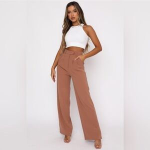 White Fox Boutique Press Pause Pants in Terracotta Size Small